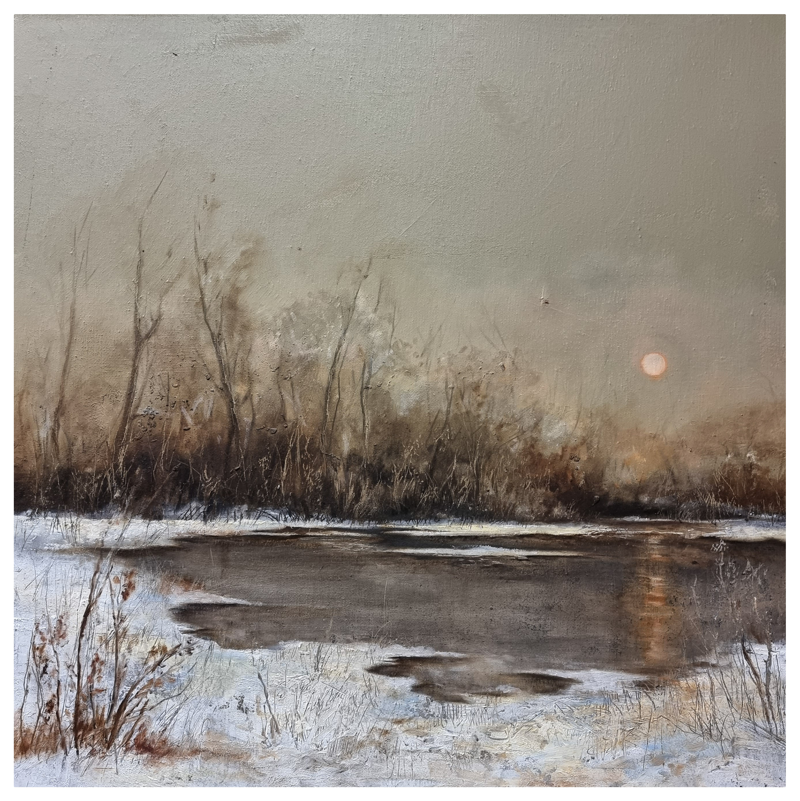 "Grudzień". Olej na pł&oacute;tnie 50x50cm. Sprzedany.